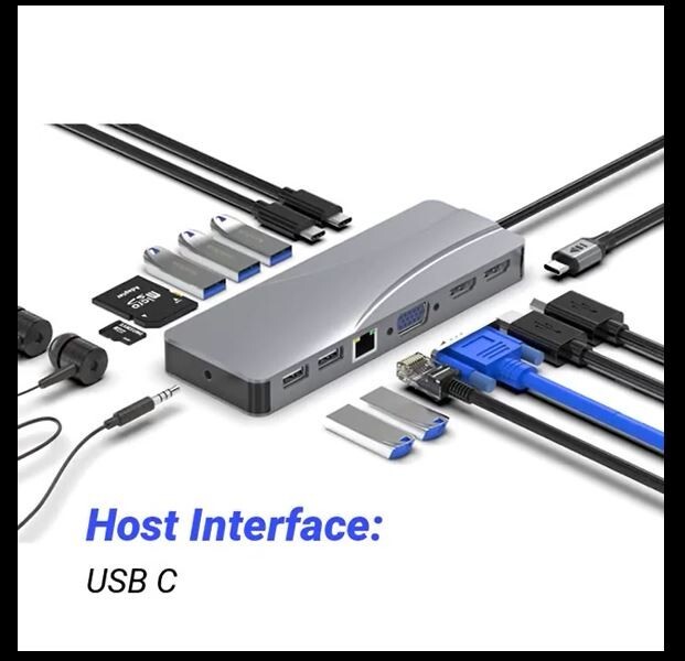 USB C Docking Station Adapter – 4K HDMI, USB 3.0, Ethernet, SD Card Reader