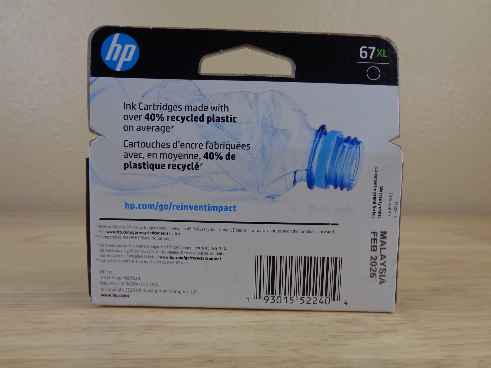 HP 67 XL Black Ink Cartridge Genuine Original OEM EXP FEB 2026 Sealed New