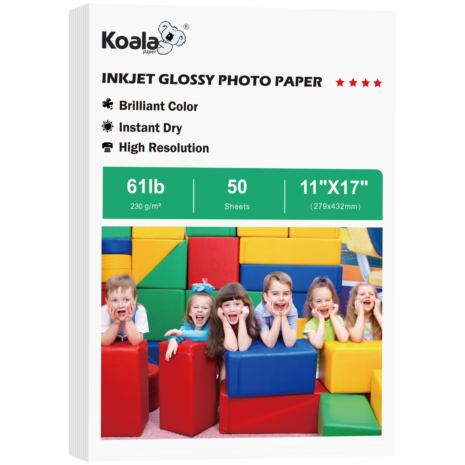 Koala Heavyweight Glossy Photo Paper Inkjet Dye Ink 11×17″ 50 Sheets Kit