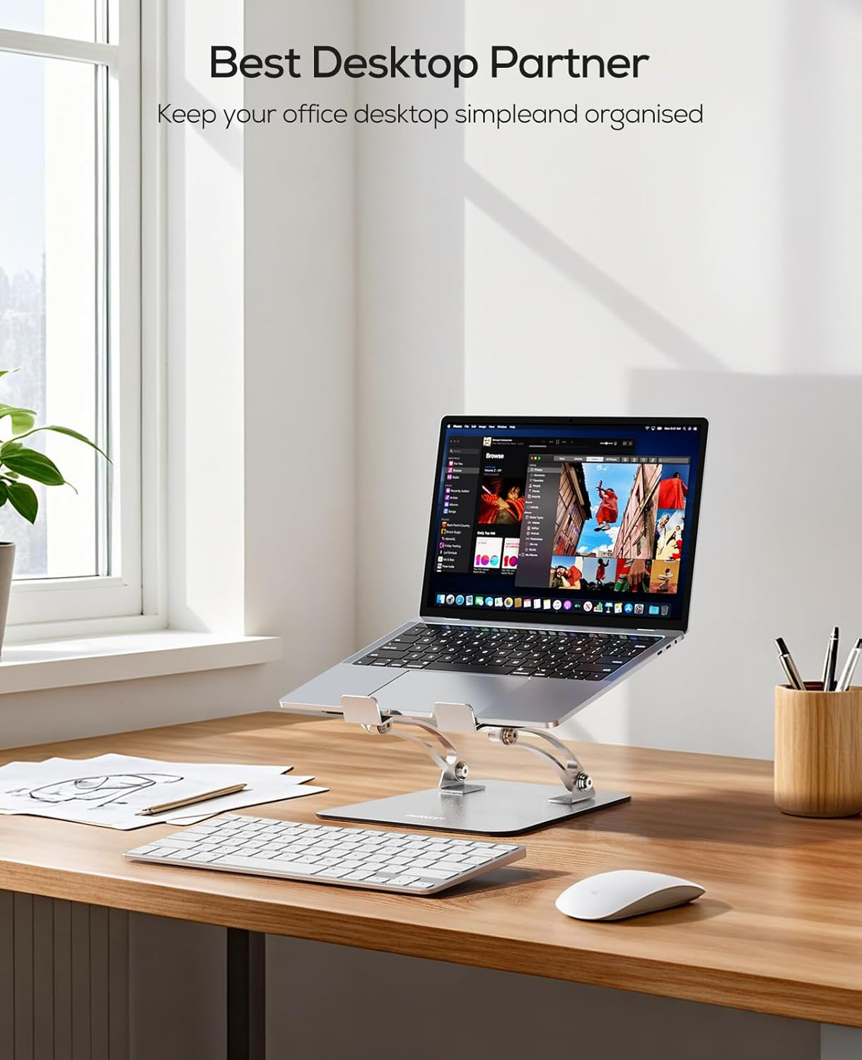 Nulaxy Adjustable Laptop Stand – Ergonomic, Foldable, Heat-Vent, for 10-17″ Lap