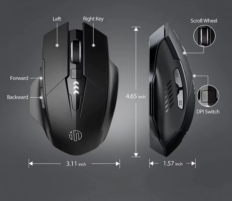 “F1” SILENT CLICKS WIRELESS MOUSE | 800, 1200, 1600, 2400 DPI