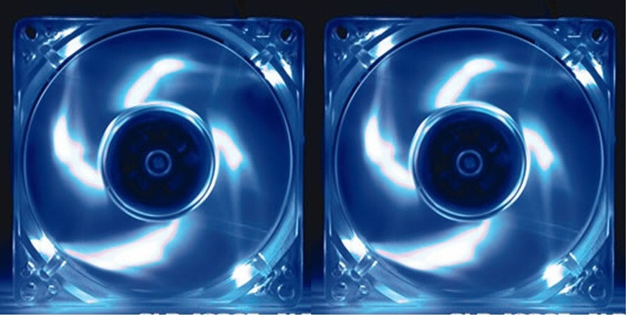 2x EverCool CLB-12025-4LD2 120mm x 25mm Computer Case Blue Quad LED Cooling Fan