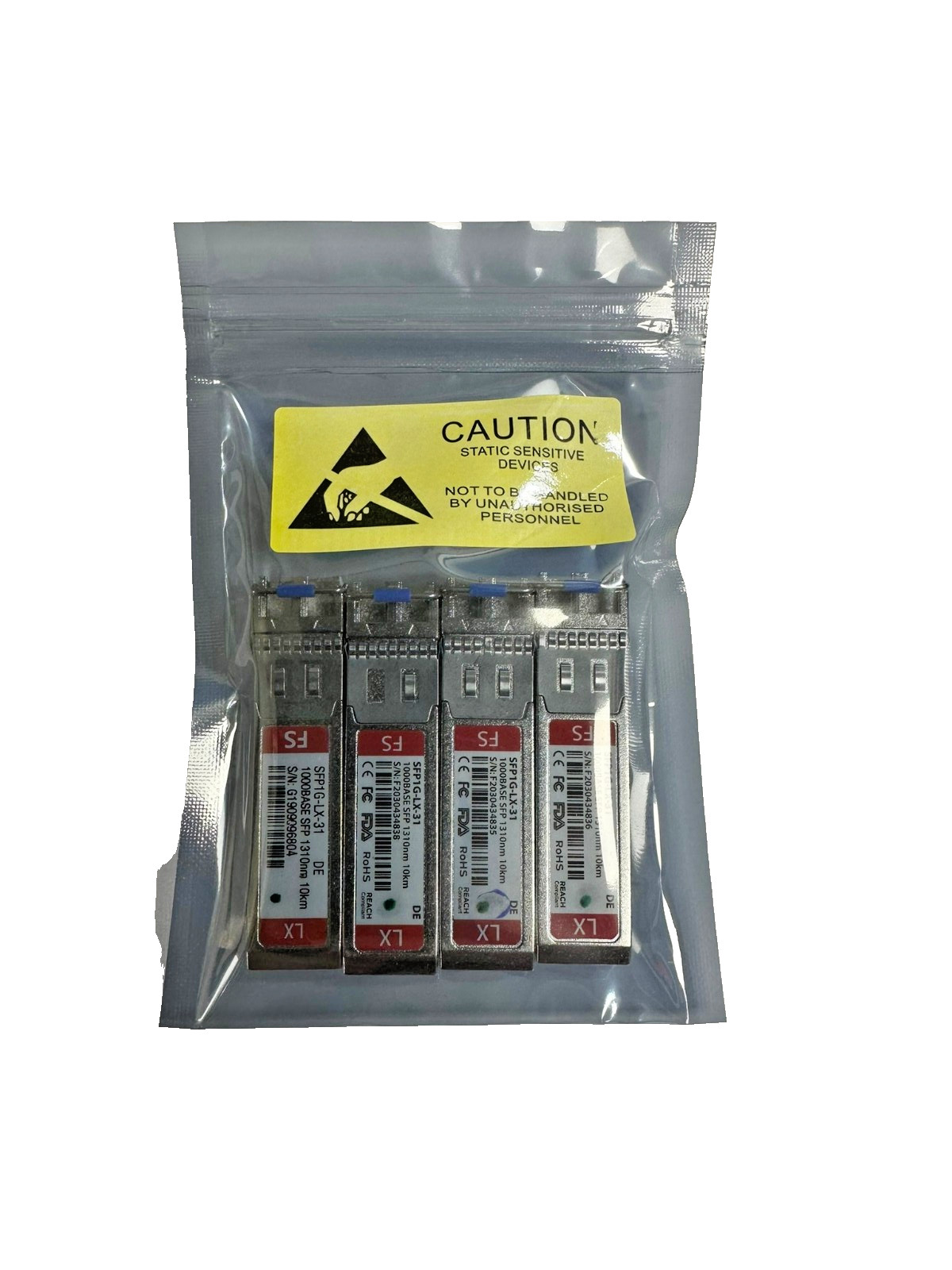 Lot of 4 Fiberstore 1000BASE-SX SFP Transceivers Dell Compatible Tested Working
