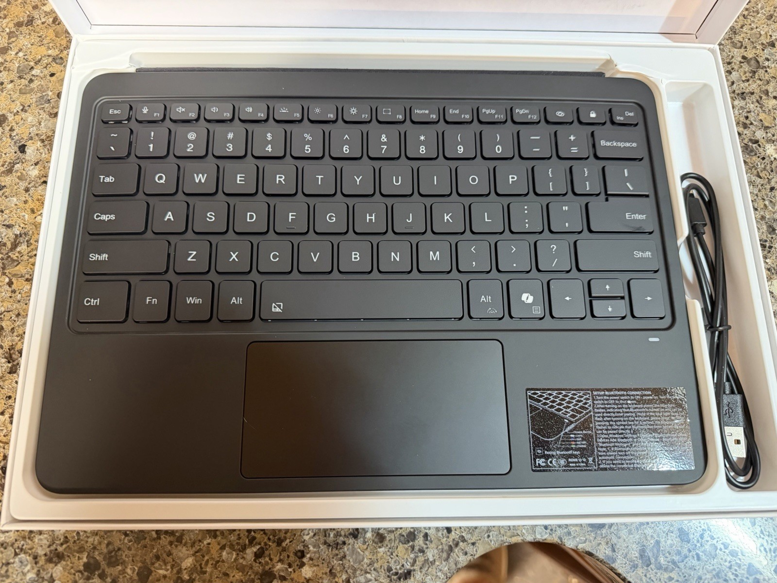 Foeytaody Keyboard Dock for Surface Pro 12 Touchpad Magnetic Bluetooth Black