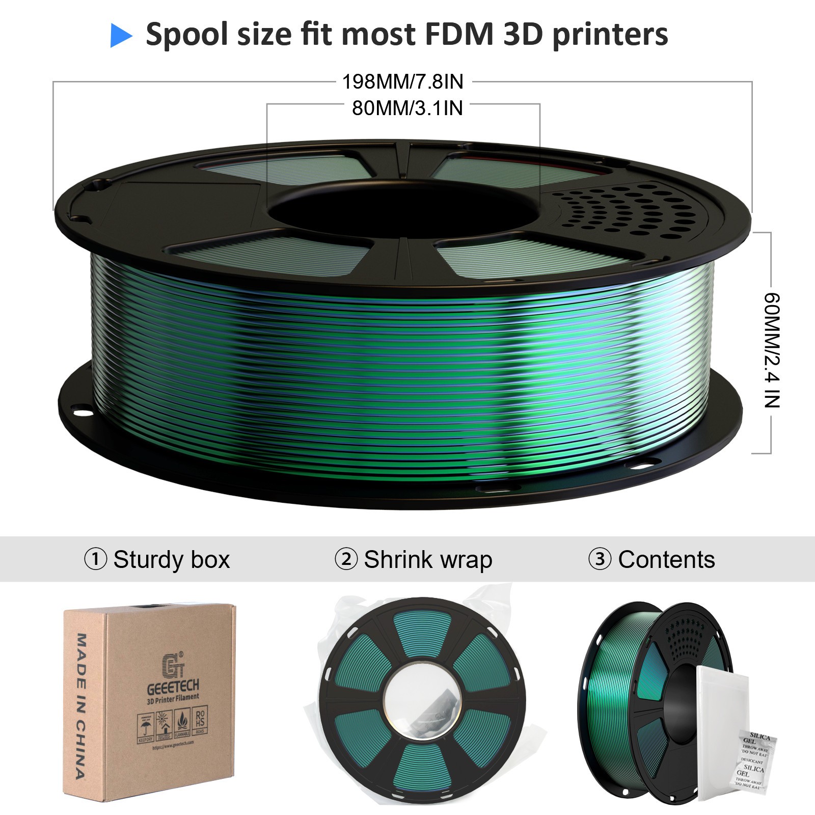 【Buy 3, Get 1 FREE！】Geeetech Silk PLA 3D Printer Filament 1kg 1.75mm Dual Color