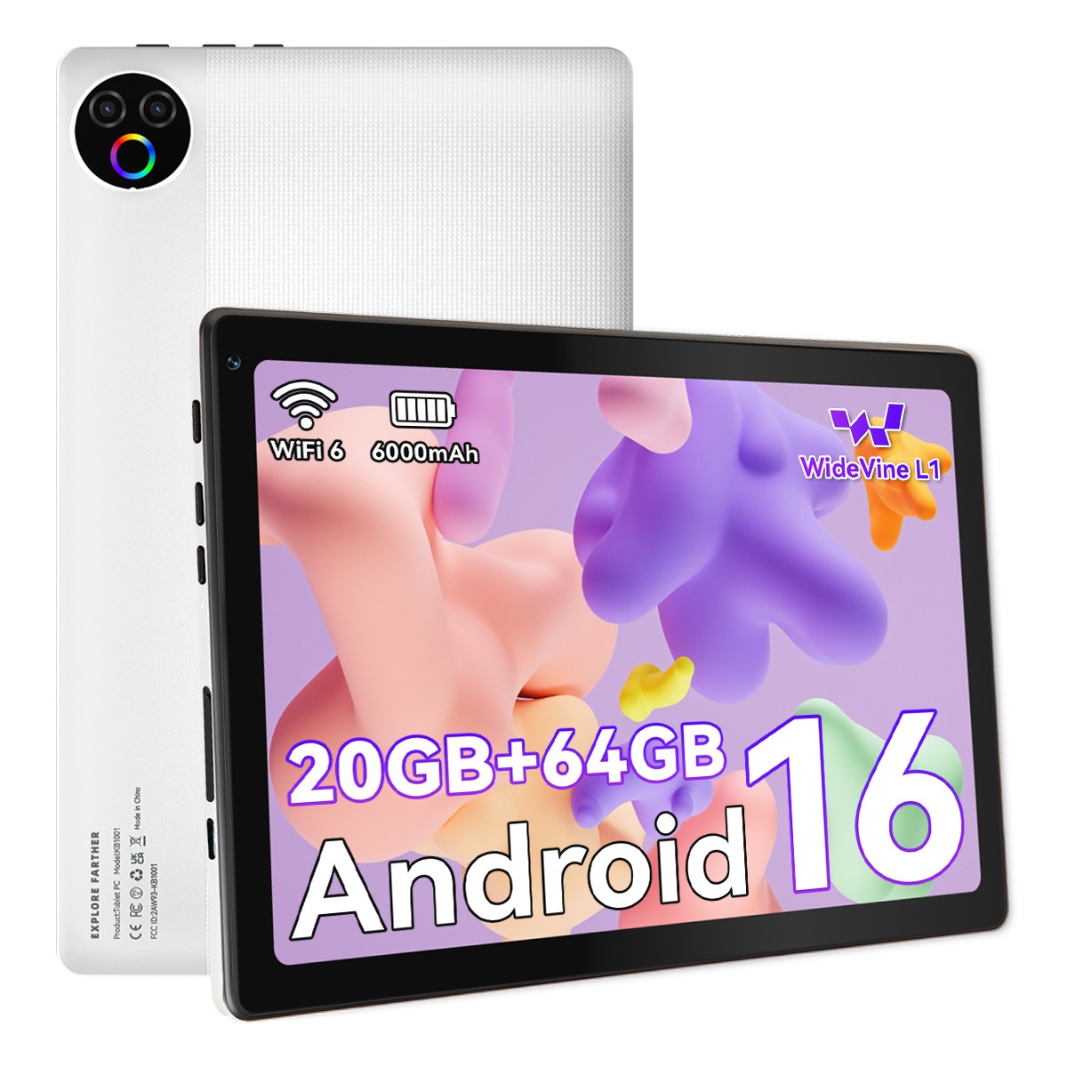 5-Core Android 16 Tablet 10.1″ 6000mah 20GB RAM 64GB ROM 5G WIFI Fast Charging