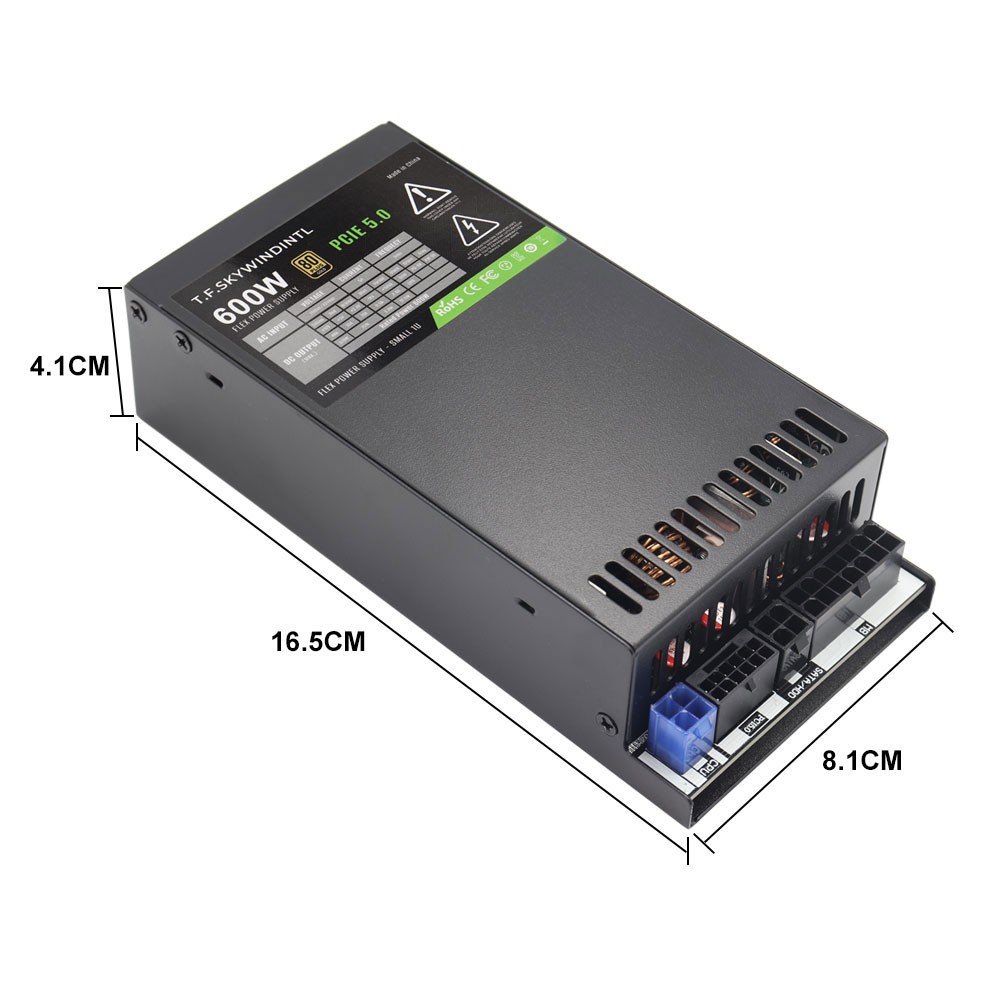 600W FLEX ATX Power Supply Modular, 80+ Gold, PCIe 5.0 GPUs 6+2 pin Connectors