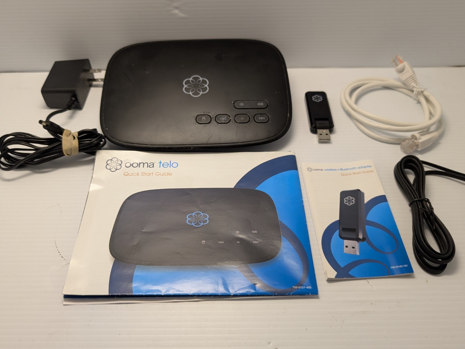 Ooma Telo VOIP Home Phone Service Base Station, Power Adaptor, Wireless Adaptor
