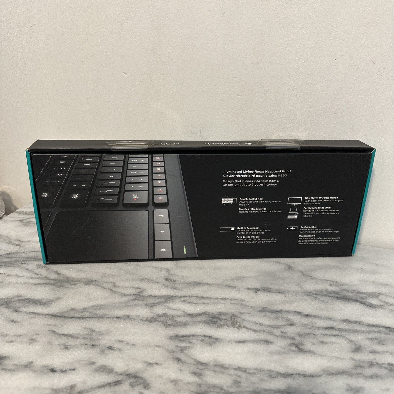 Logitech K830 Wireless Illuminated Keyboard with Built-in Touchpad New Open Box
