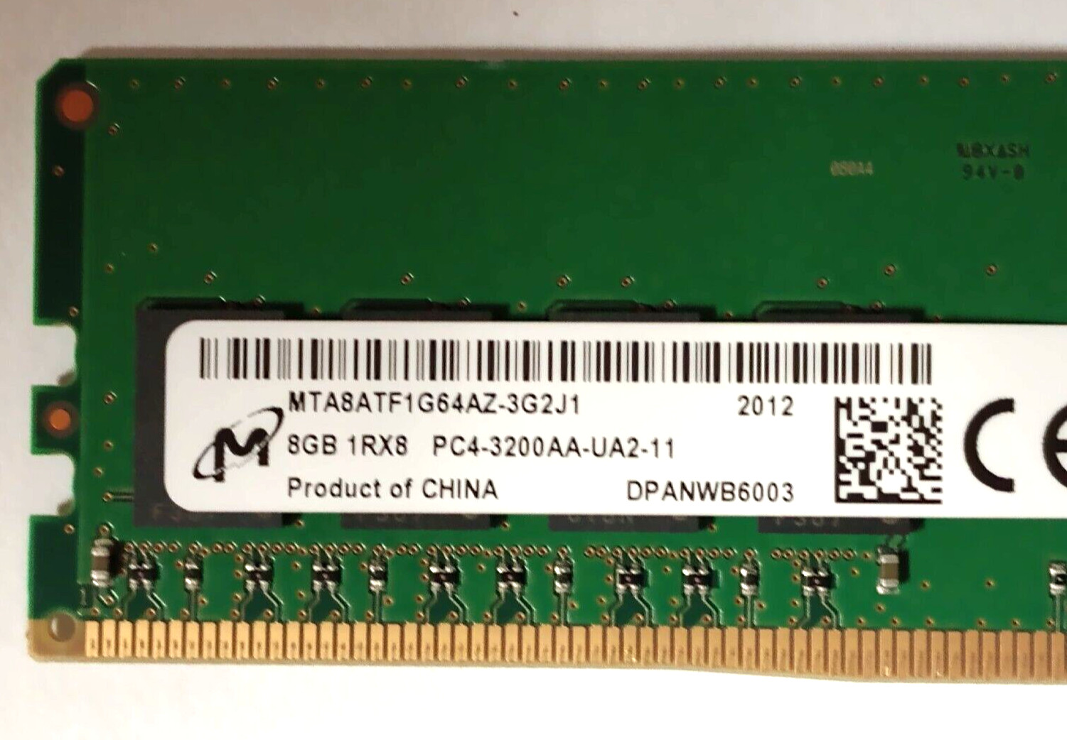 MTA8ATF1G64AZ-3G2J1 Micron 8GB DDR4 Non ECC PC4-25600 3200MHz 1Rx8 Desktop RAM