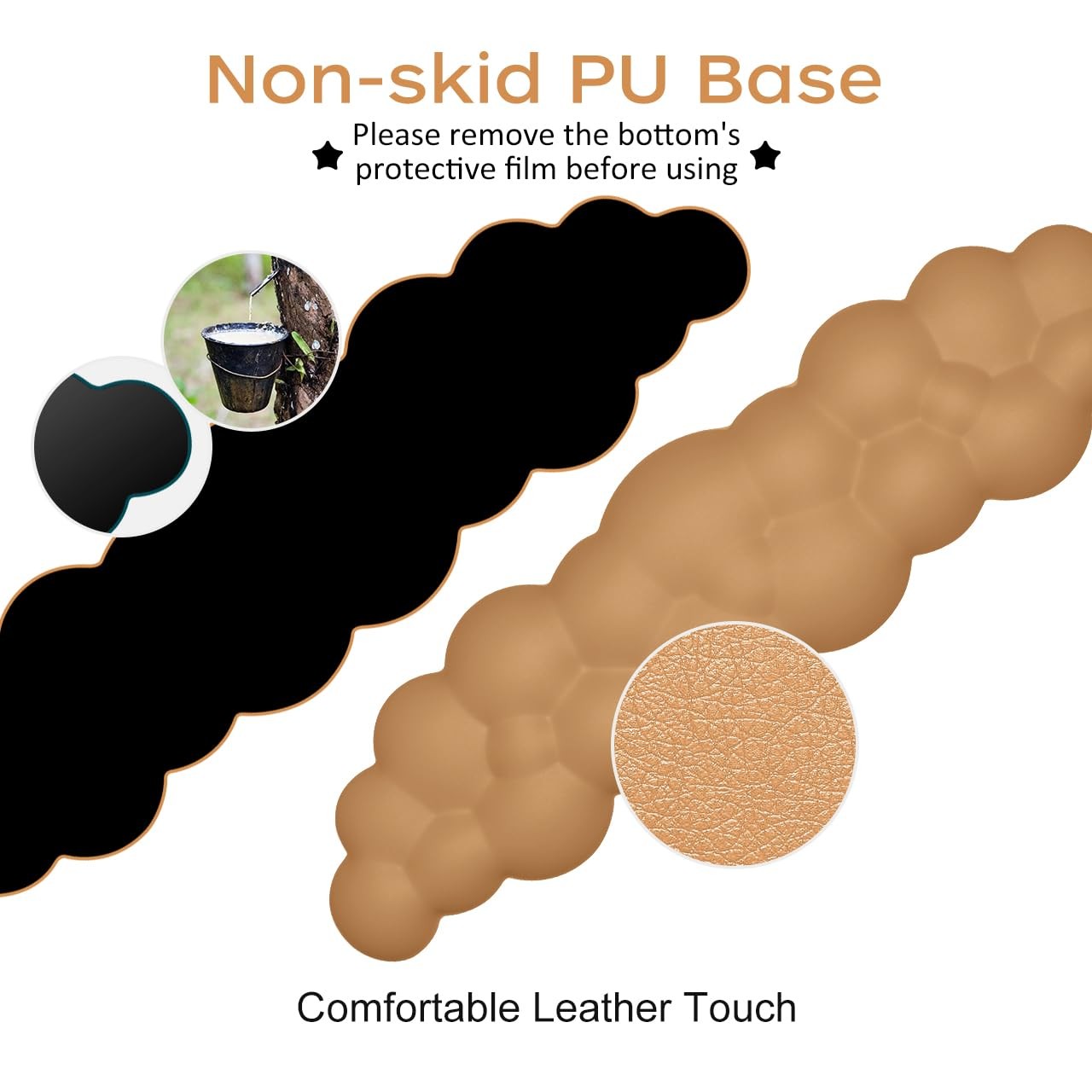 JIKIOU Upgrade Leather Cloud Keyboard Wrist Rest, 16.9×4.3×0.82 in, 10brown