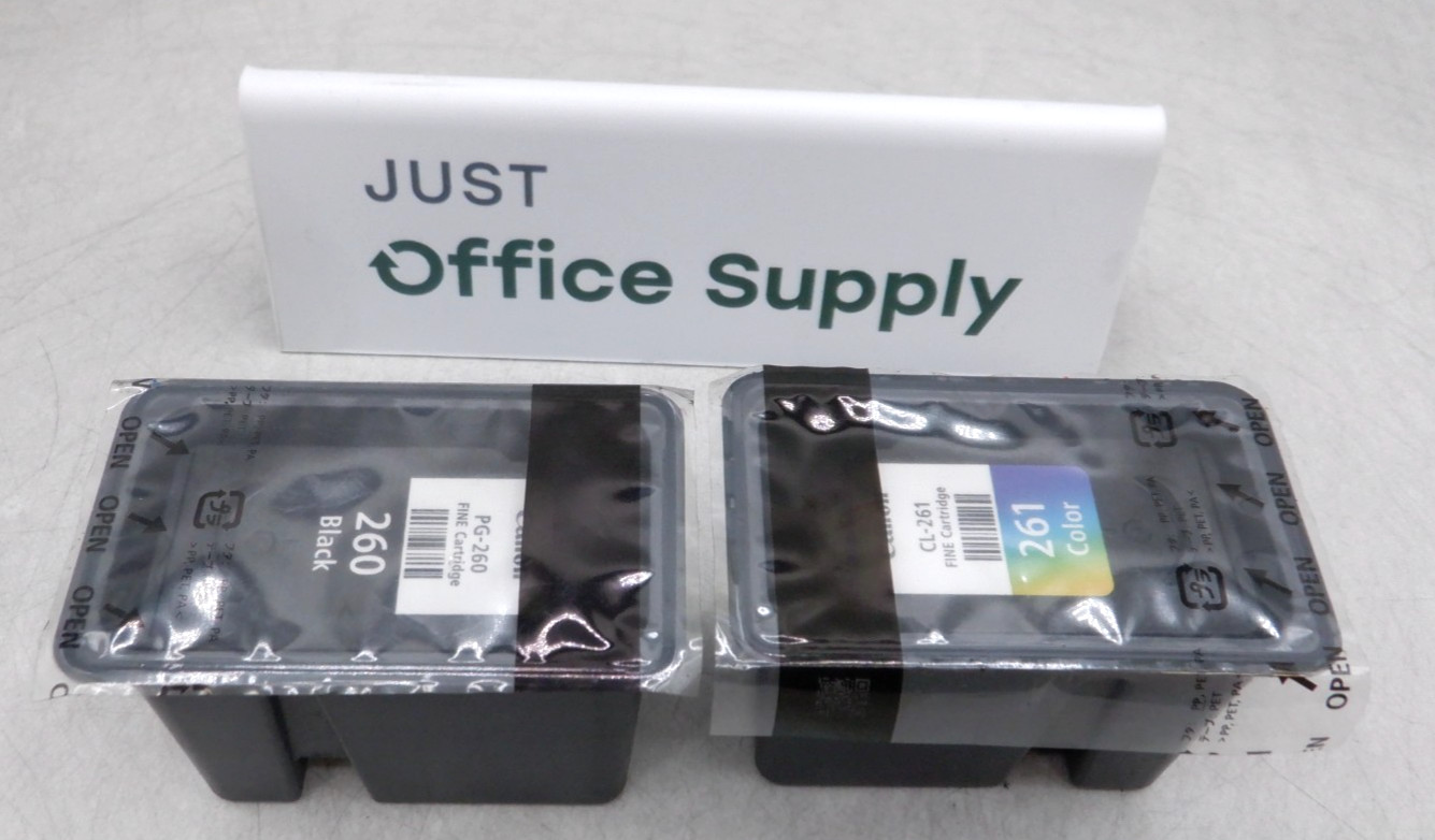 Genuine OEM Canon PG-260 Black + CL-261 Color Ink Bulk Packaging FREE SHIP