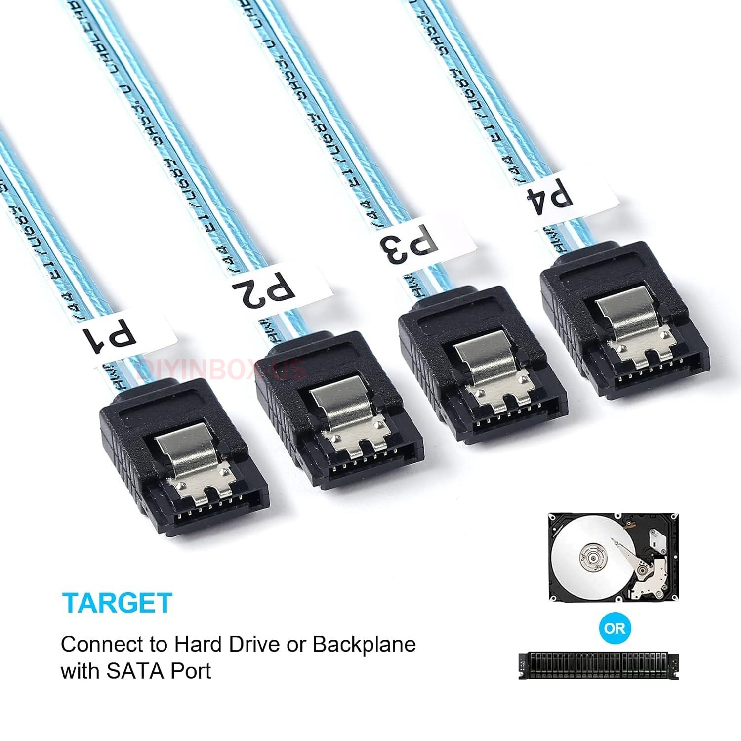 Lot Mini SAS SFF-8643 To 4 SATA 7pin Hard Disk 6Gbps Data Server Raid Cable 1M