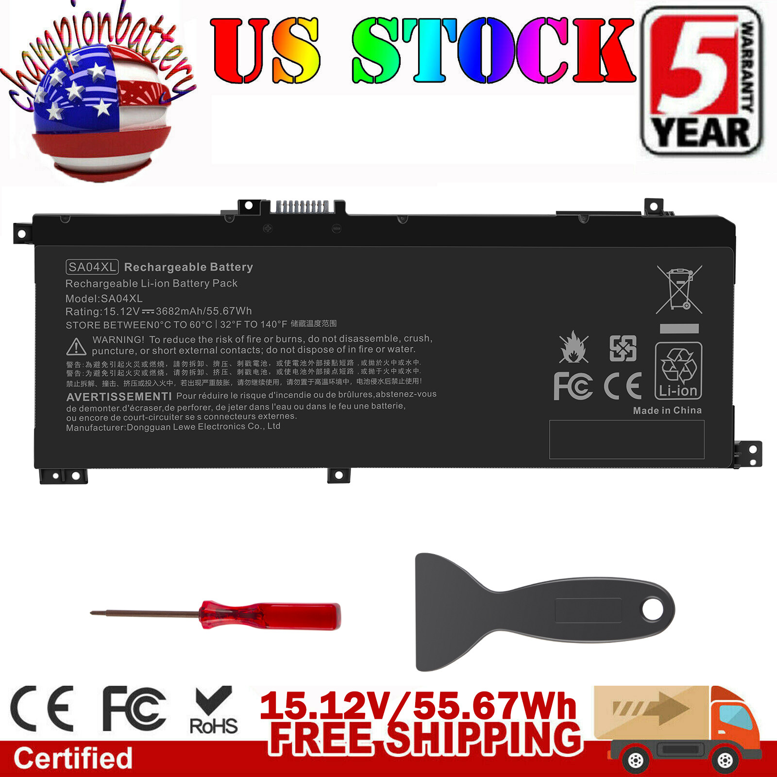 SA04XL SAO4XL Battery for HP ENVY X360 15-DR 15-DS L43248-AC2 HSTNN-OB1G