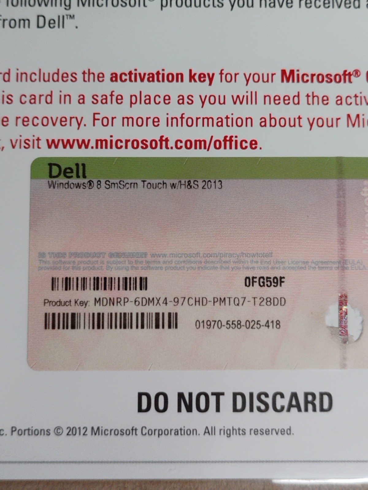 Microsoft Office Professional 2013 Full Retail Product Key Card Never Opened