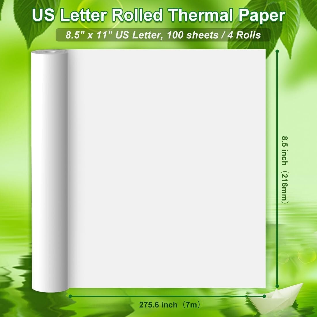 8.5×11 Thermal Paper Rolls, Quick-Dry, 100 Sheets, for M08F-Letter & More