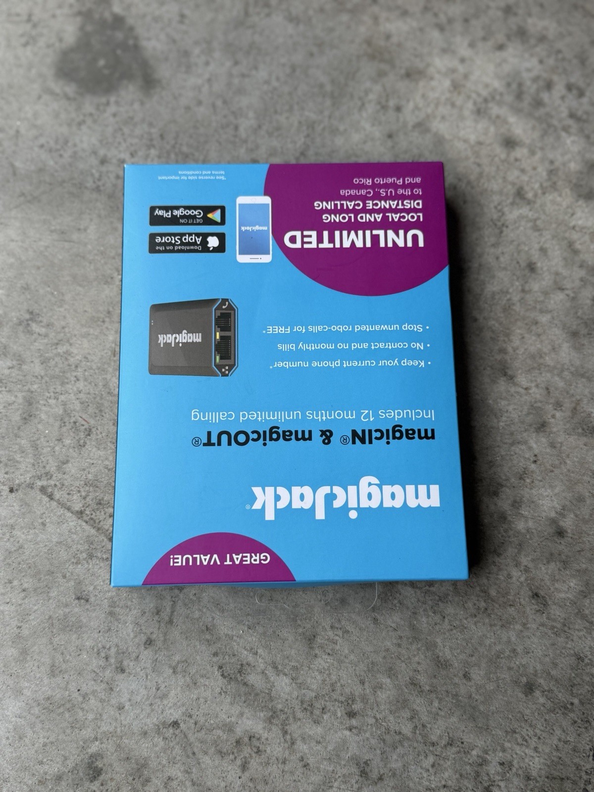 NEW Open Box MagicJack VOIP Adapter-Unlimited US & Canada Calls No Monthly Fees