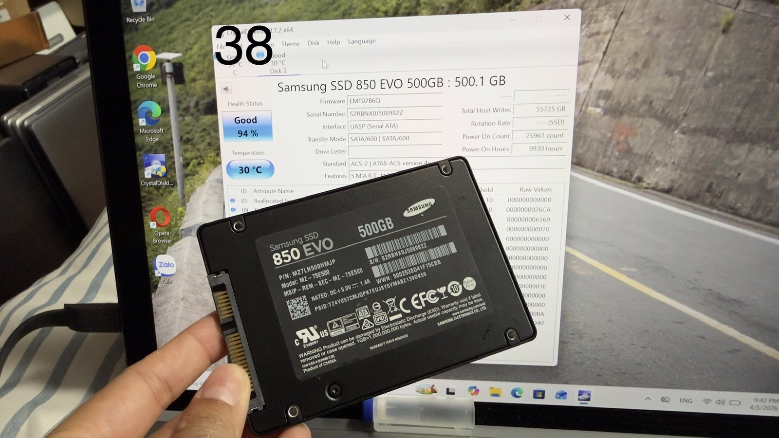 Samsung 850 EVO 500GB SSD 2.5″ SATA III MZ-75E500 Health Good 99%