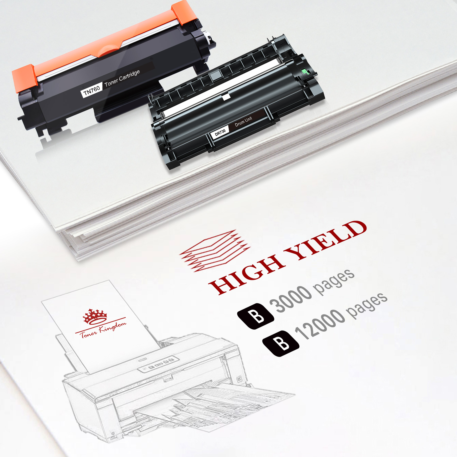TN-760 Toner DR730 Drum Compatible for Brother HL-L2395DW DCP-L2550DW TN760 lot
