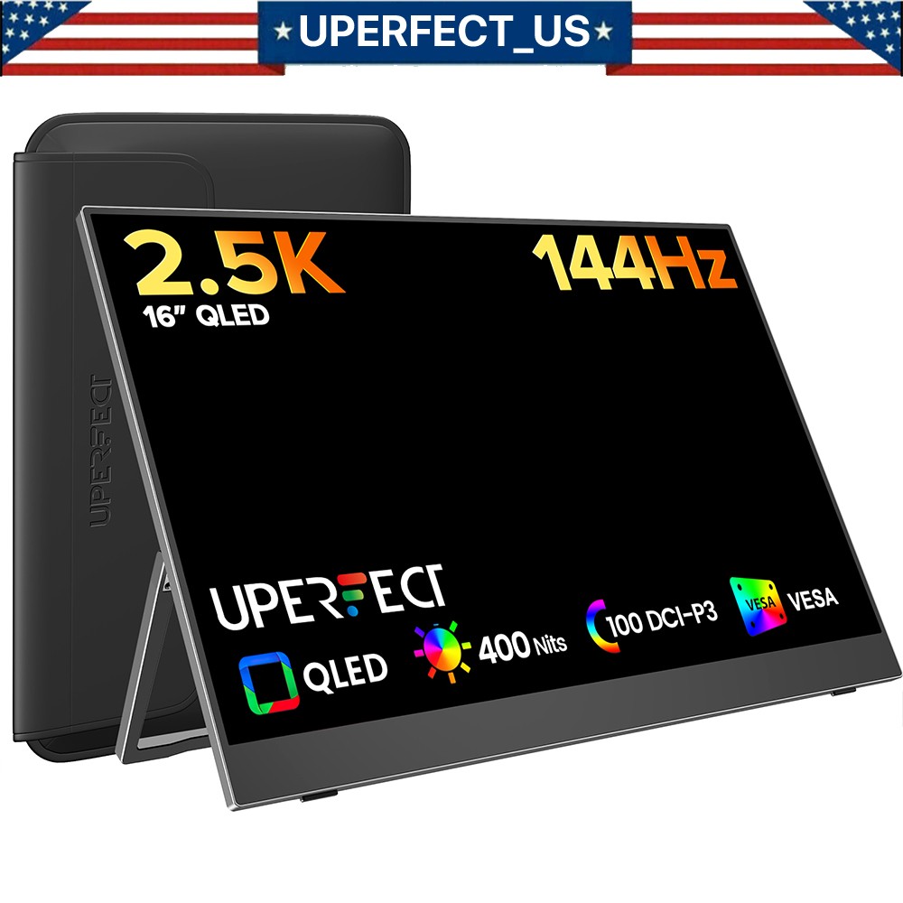 UPERFECT 16″ 144Hz Portable Monitor 2.5K QHD Screen 2560*1440 IPS LCD Display AA