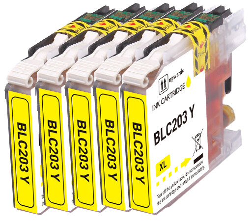 5 PK YELLOW Premium Ink fits Brother LC203 MFC-J680DW MFC-J885DW MFC-J4420DW