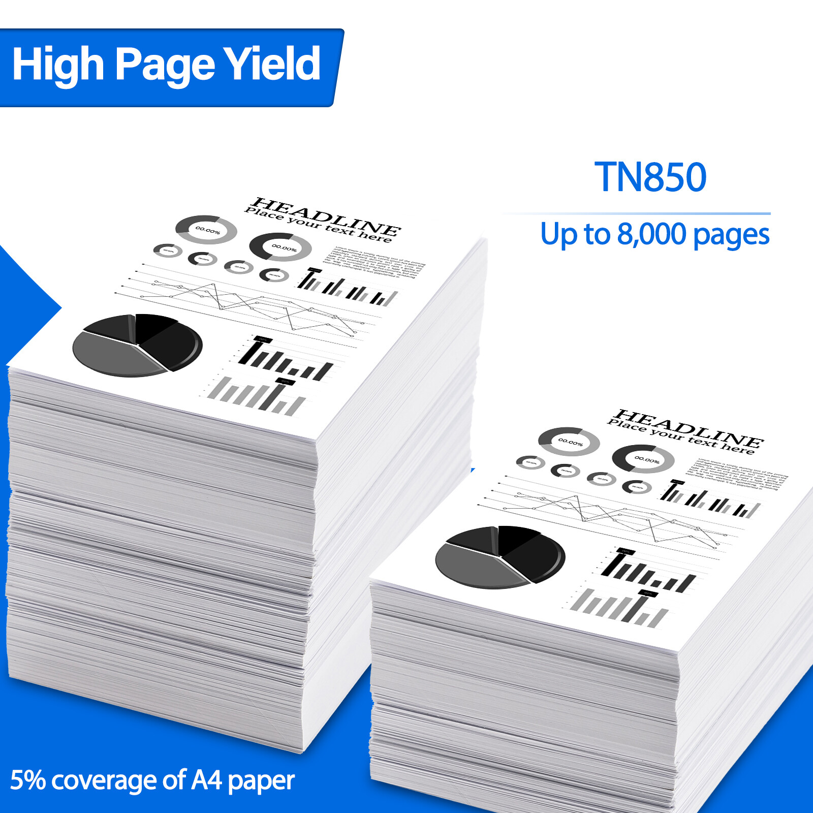 2PK TN850 Black Toner Cartridge for Brother MFC-L6900DW MFC-L5700DW MFC-L5850DW
