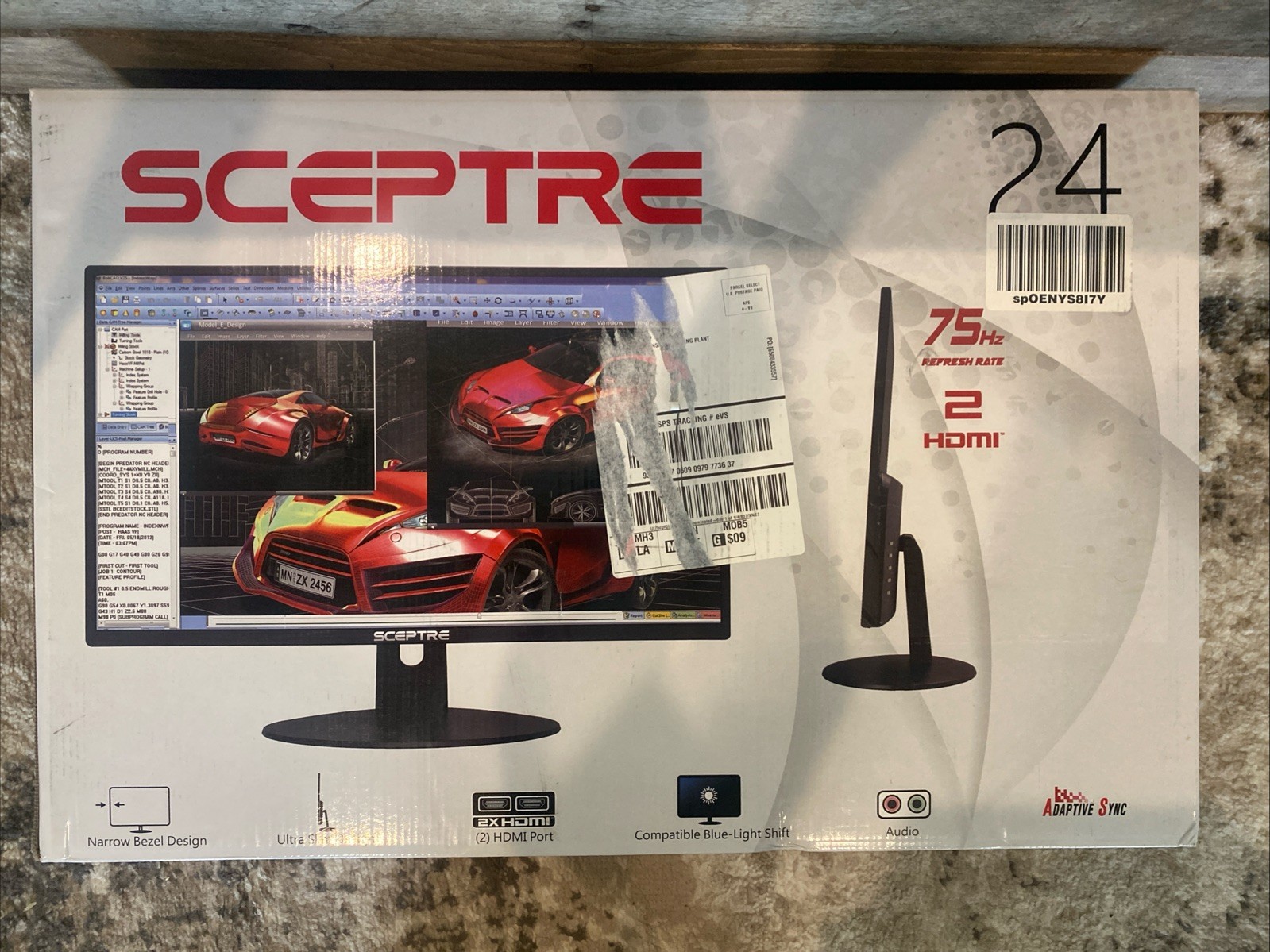 NIB Scepter 24” Ultra Thin 75Hz 1080p LED Monitor Metallic Black