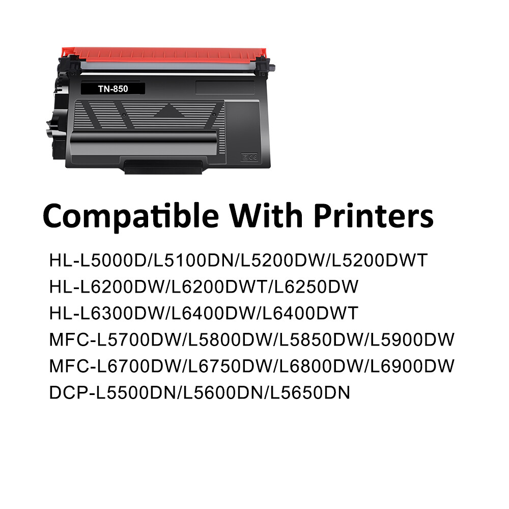 2PK TN850 / TN-850 Compatible Toner Cartridge for Brother DCP-L5500DN (Black)