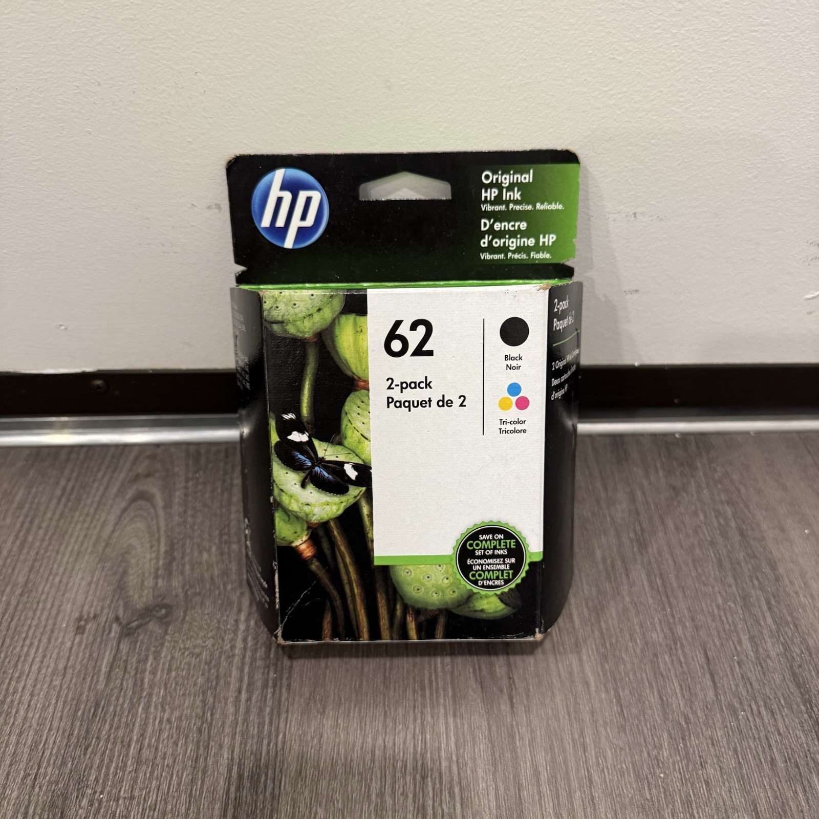 HP 62 2-pack Black/Tri-color Original Printer Ink Cartridges Exp JULY 2023