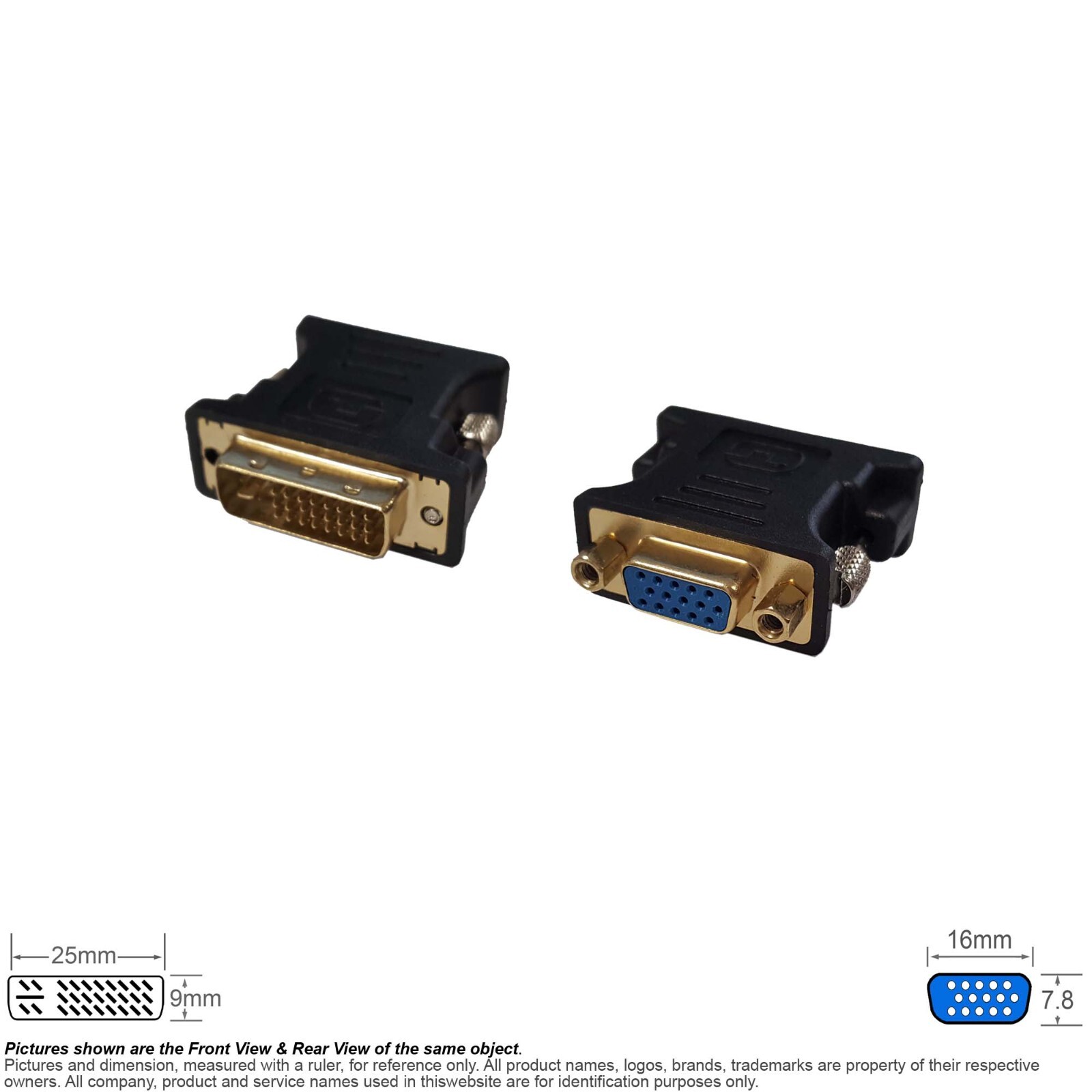 Adapter Video DVI 24 +5 29 Pin DVI-I Male VGA D-Sub HD 15 Pin HD15 Female