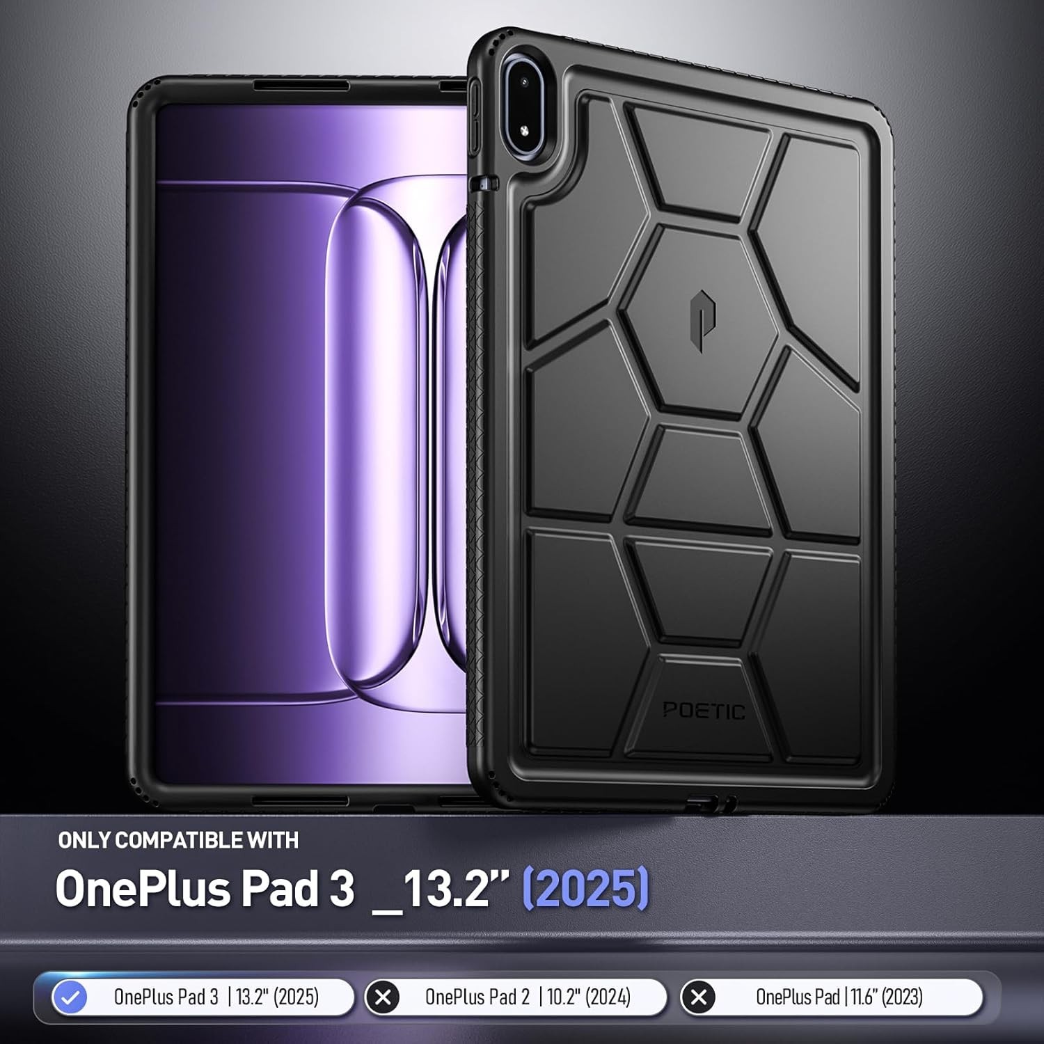 Poetic For OnePlus Pad 3 Case 13.2 inch (2025) Kids Friendly Silicone Black