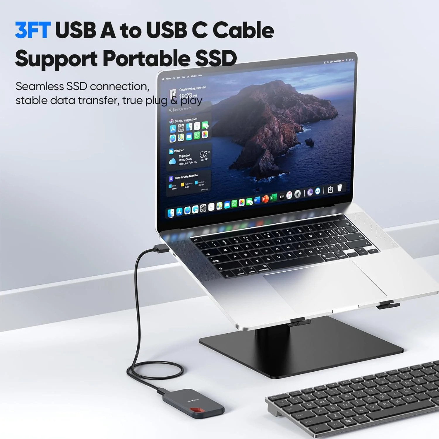 Data Transfer Cable USB to Type C 3ft 2 Pack 10Gbps USB C 3.2 Gen 2 High Speed