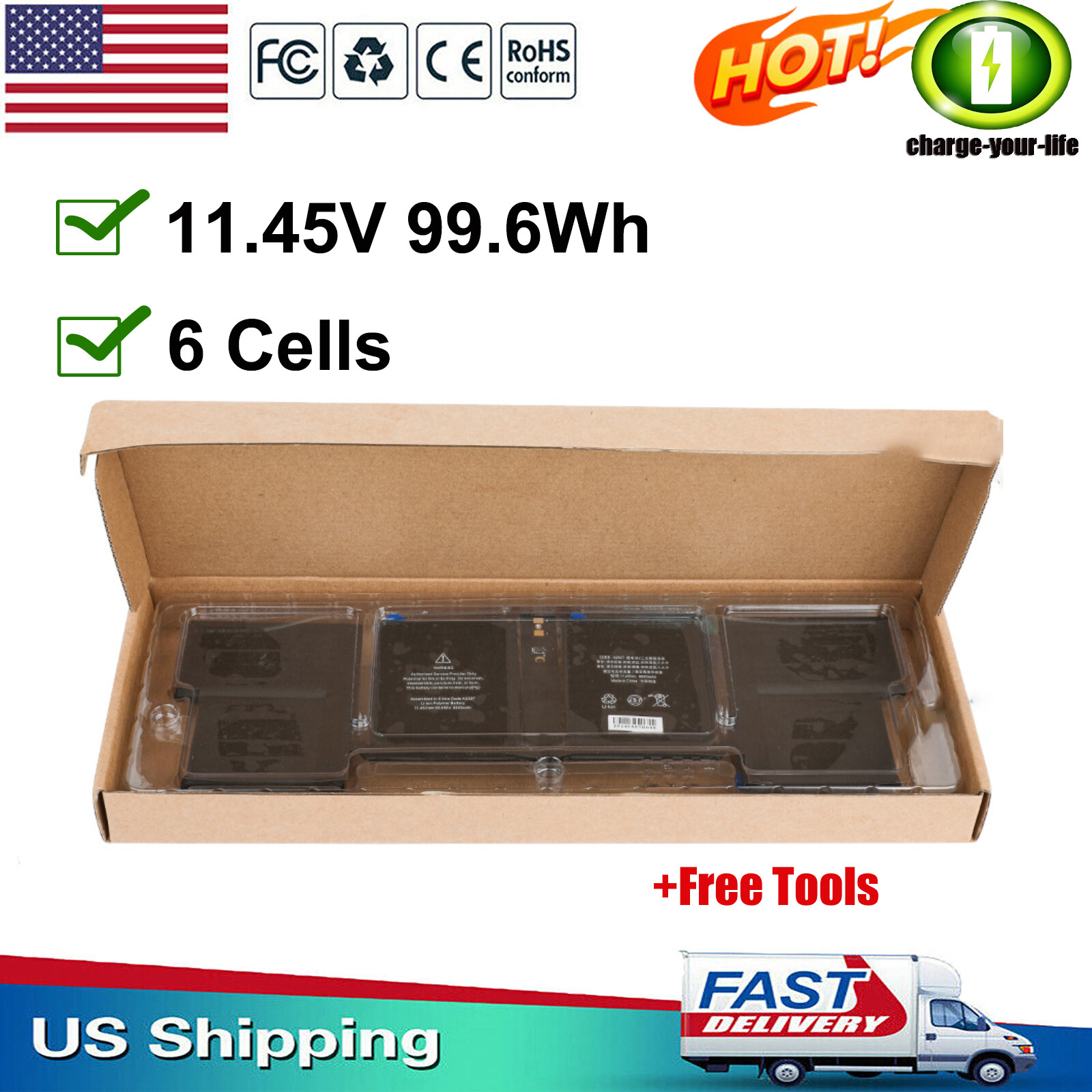 A2527 Battery for Apple MacBook Pro 16″ (Late 2021) A2485 EMC 3651 8693mAh FAST
