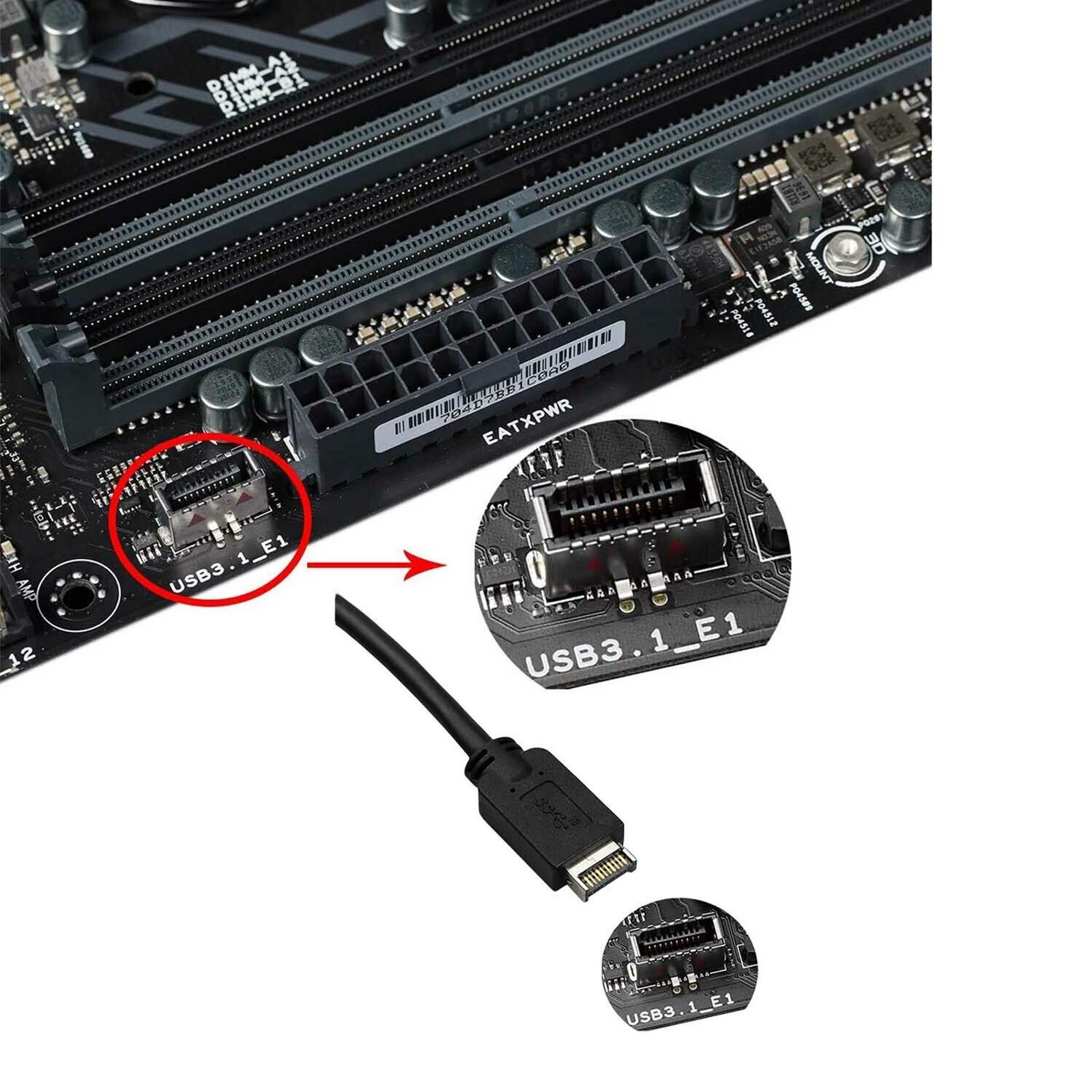 USB 3.1 Type E PCI-E Front Panel Header to Type C Female Gen 2 Extension Cable