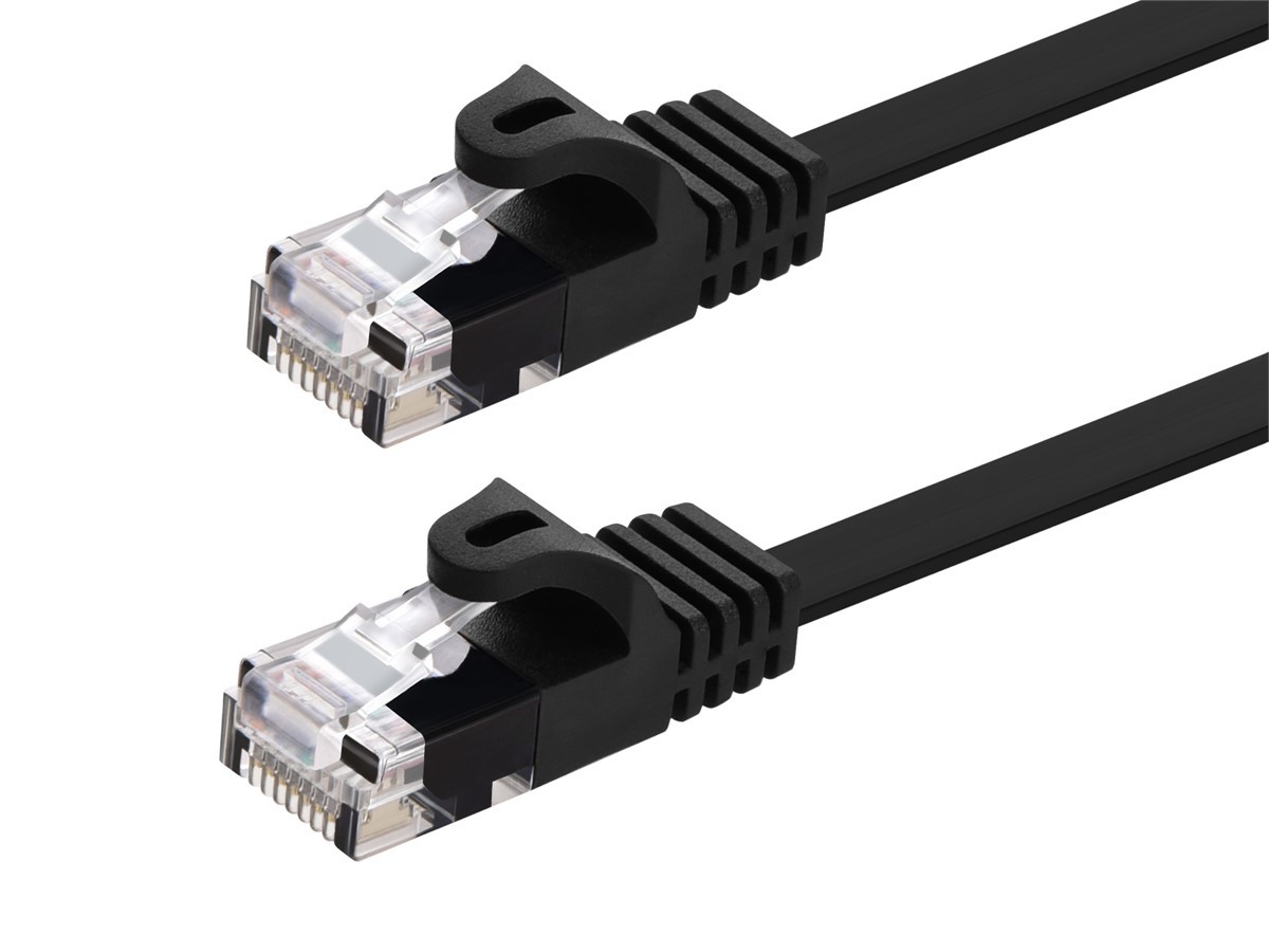 Cat5e Ethernet Patch Cable RJ45 FlatStranded 350Mhz UTP Copper 30AWG 25ft Black