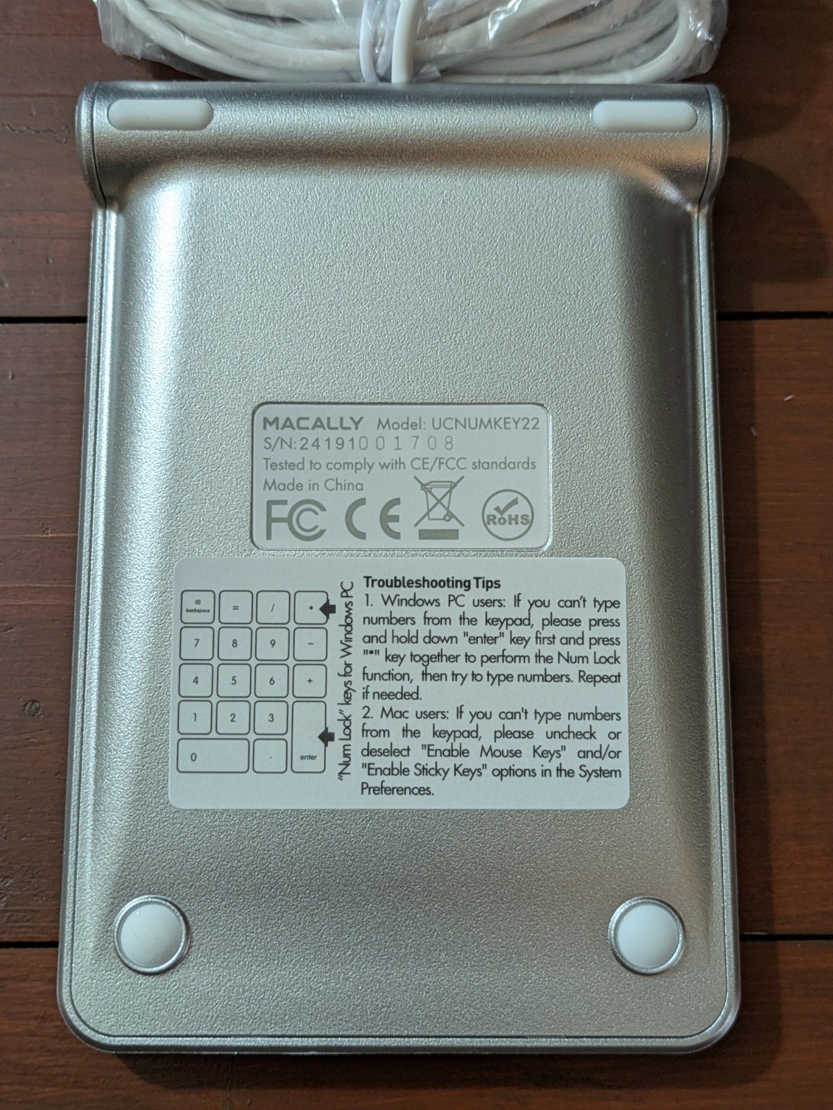Macally Wired USB C 22 Numeric Keypad (UCNUMKEY22) for MAC Windows iOS Android