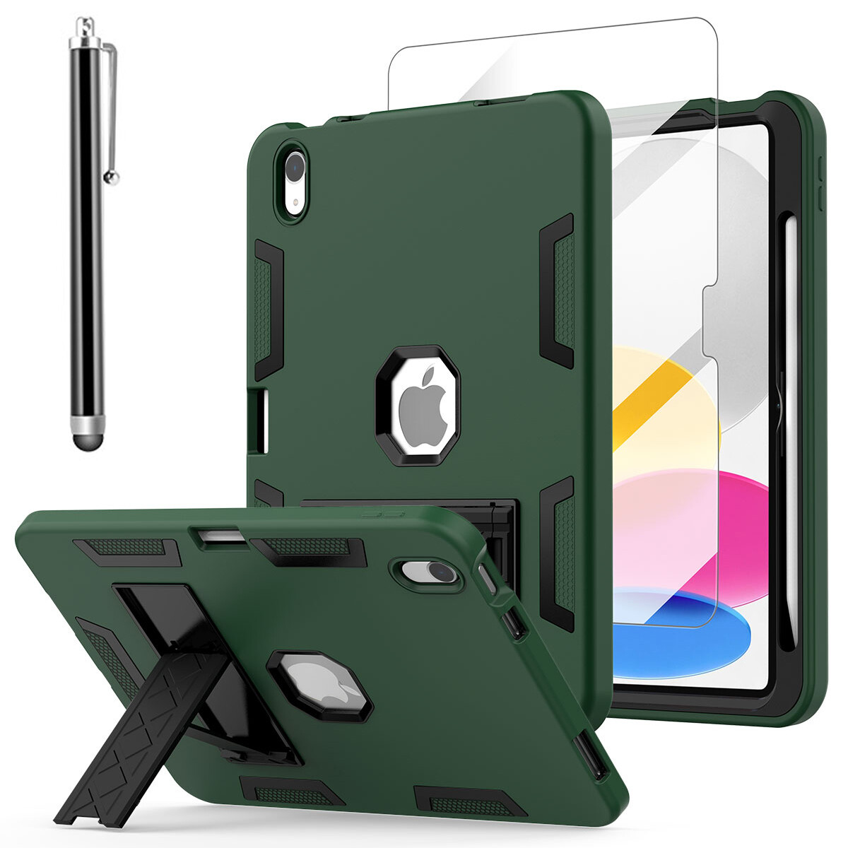 For Apple iPad (A16) Case Shockproof Heavy Duty Stand Cover+Screen Protector