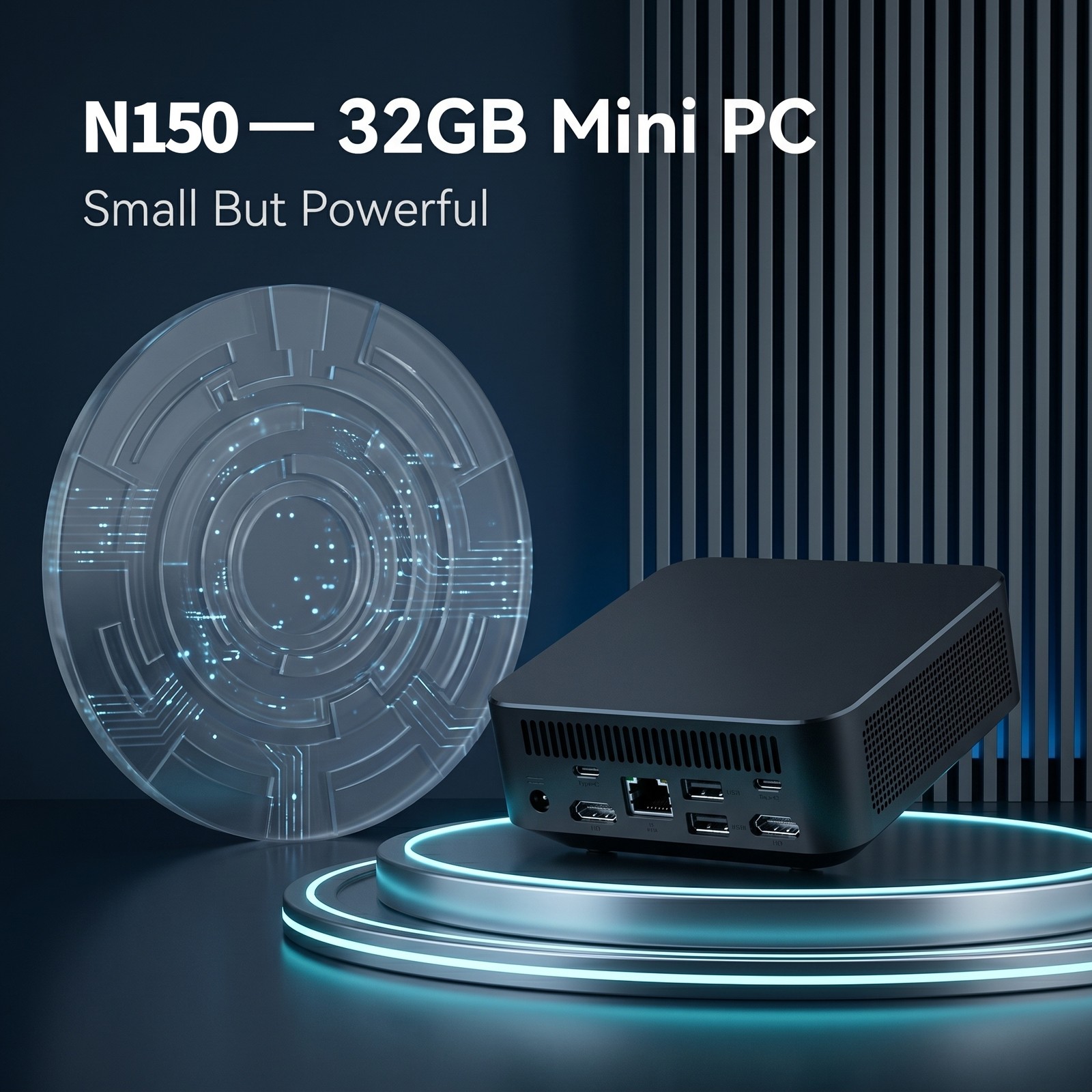 Mini PC Intel N150 3.6GHz Win11 16GB DDR4 Max 512GB SSD Triple Screen WiFi6 Home