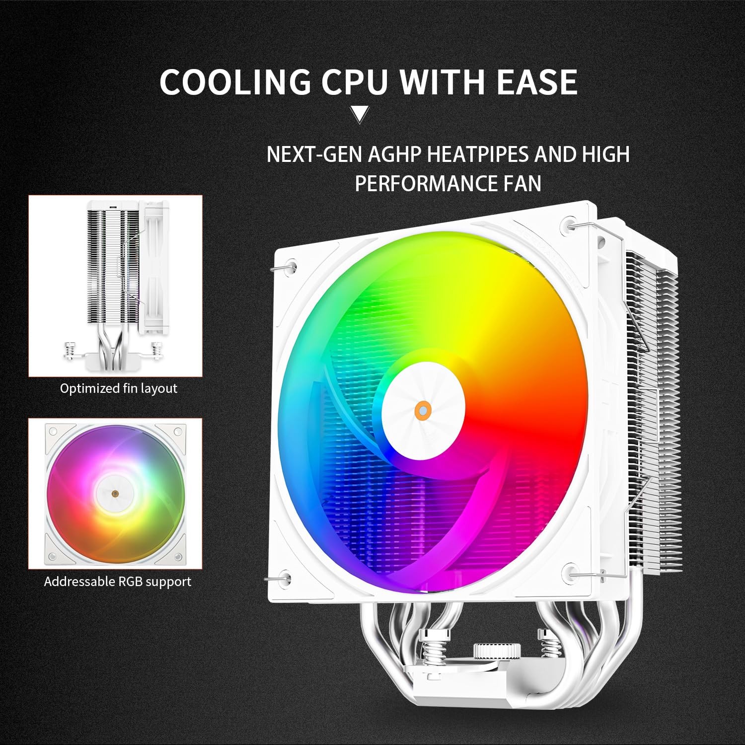 Assassin X 120R Digital ARGB White CPU Air Cooler, 2000RPM Speed,4 Heatpipes
