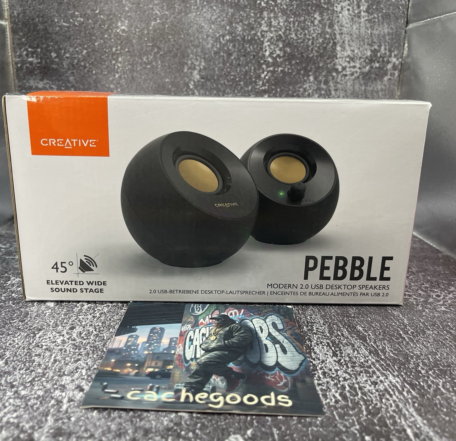 Creative Pebble Modern 2.0 USB Desktop Speakers – Black/Gold – Brand New In Box