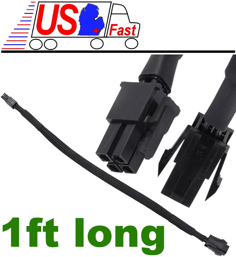 12inch long 4pin P4 12V Motherboard/Power Supply Male~Female Extension Cable {BK