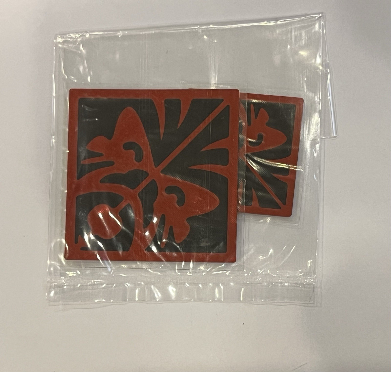 HP Omen 7122-0300 OEM Red And Black Omen Logo Sticker SET of 2 NEW Genuine