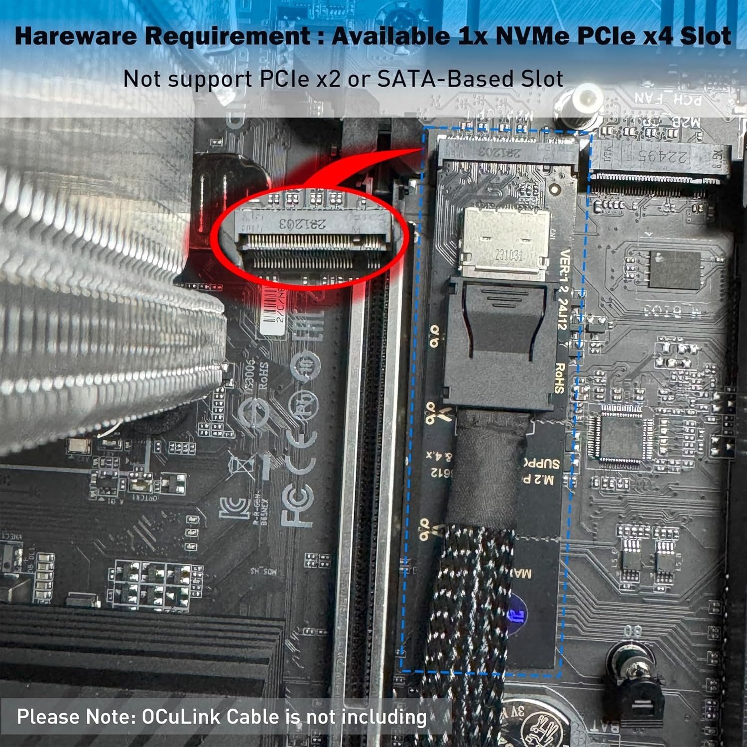 RIITOP M.2 NVMe PCIe 4.0 x4 to OCuLink SFF-8611 4i Host Adapter for eGPU and SSD