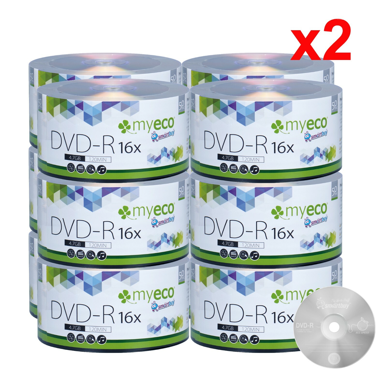 1200 Pack MyEco DVD-R DVDR 16X 4.7GB Economy Branded Logo Blank Recordable Disc