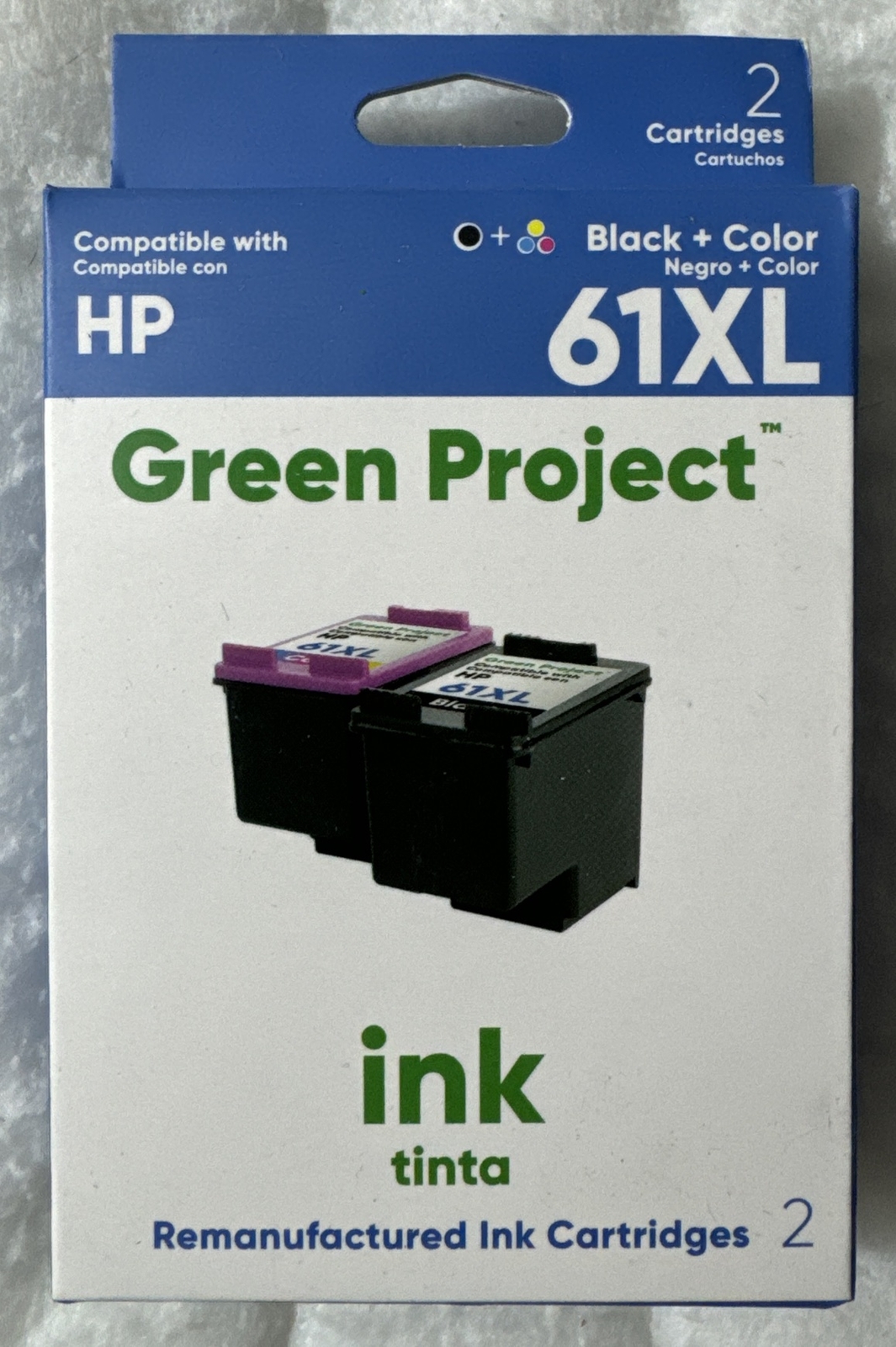 Green Project 61XL Black Tri-Color Ink Cartridge Set CR258BN CH563WN CH564WN
