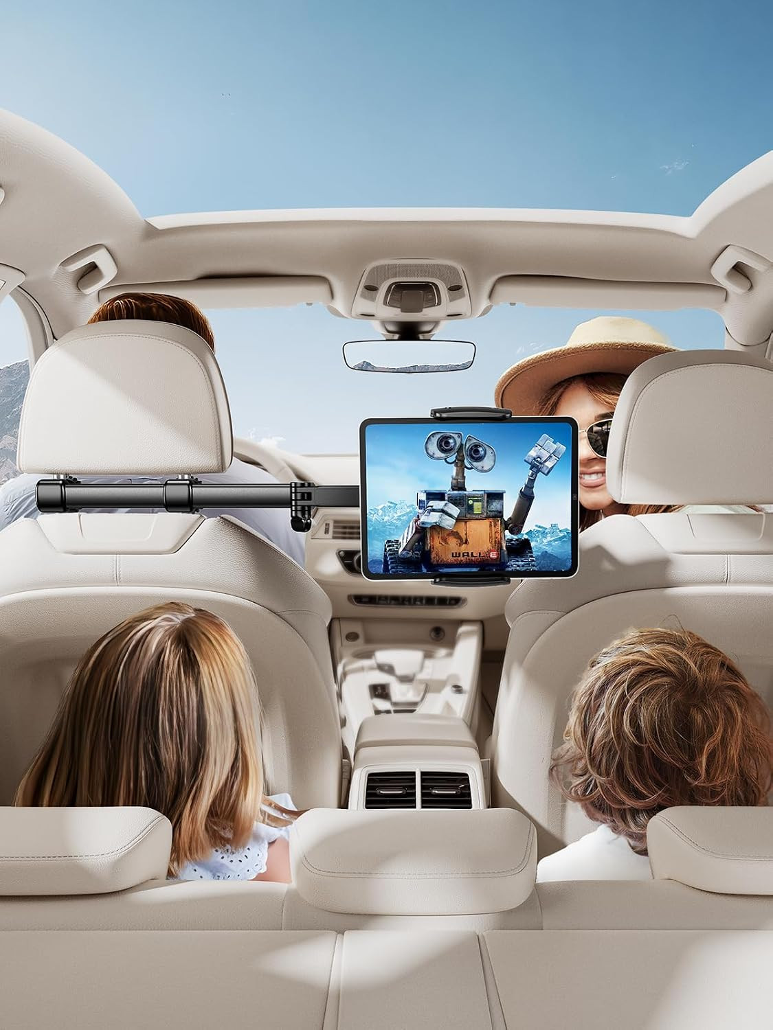 Headrest Tablet Holder for Car Accessories : [18.11-Inch Long Arm] 3-In-1 Backse