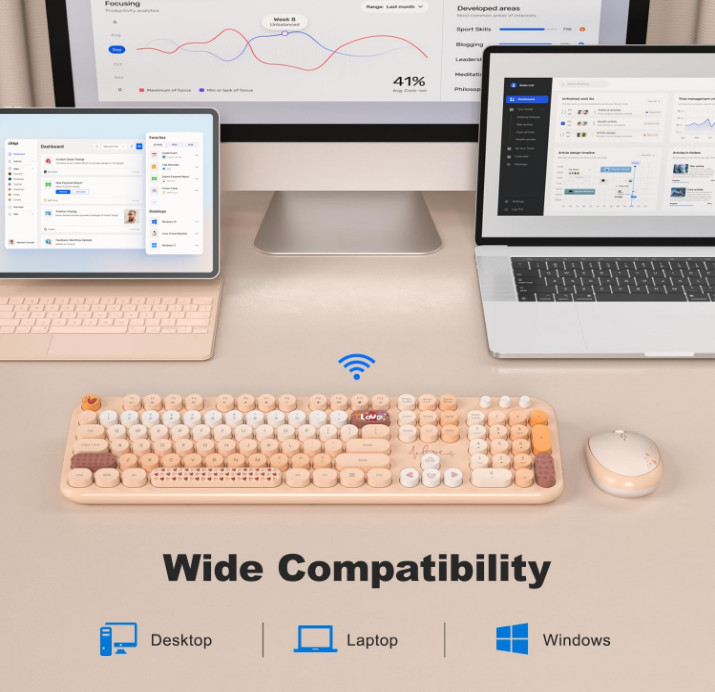 MOFII Wireless Keyboard and Mouse Combo, Full Size 2.4G Plug and Play Typewriter