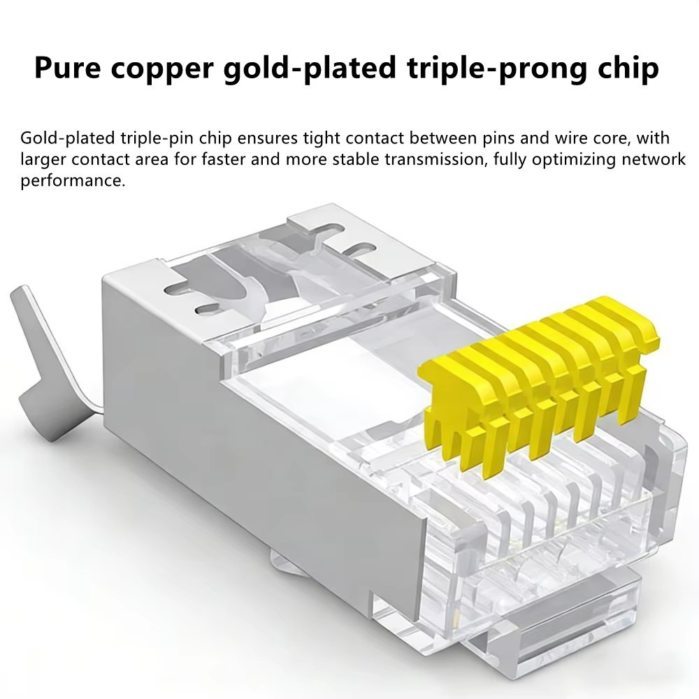 Cat7 through Shielded RJ45 Gold Plated Connectors Fast Transmission Data Plug
