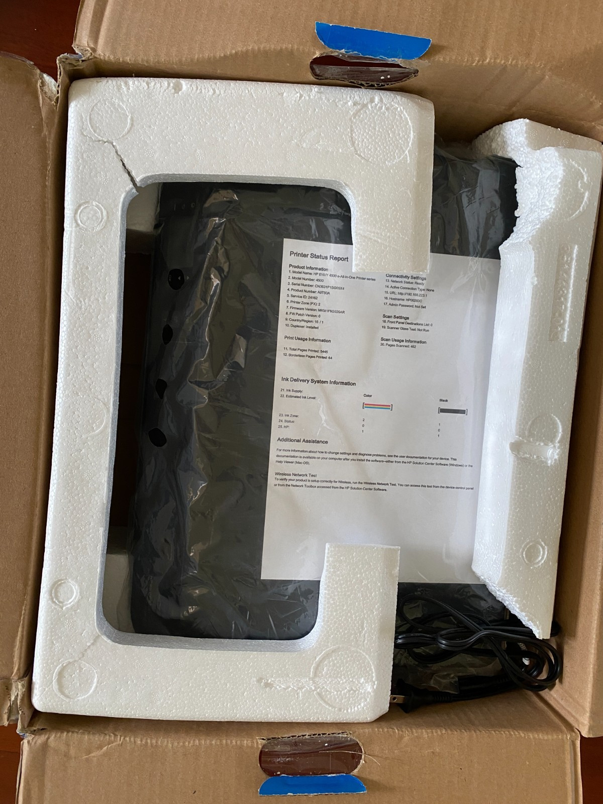 HP Envy 4500 All-in-One Inkjet Printer – Full Inks – 5445 pages Printed