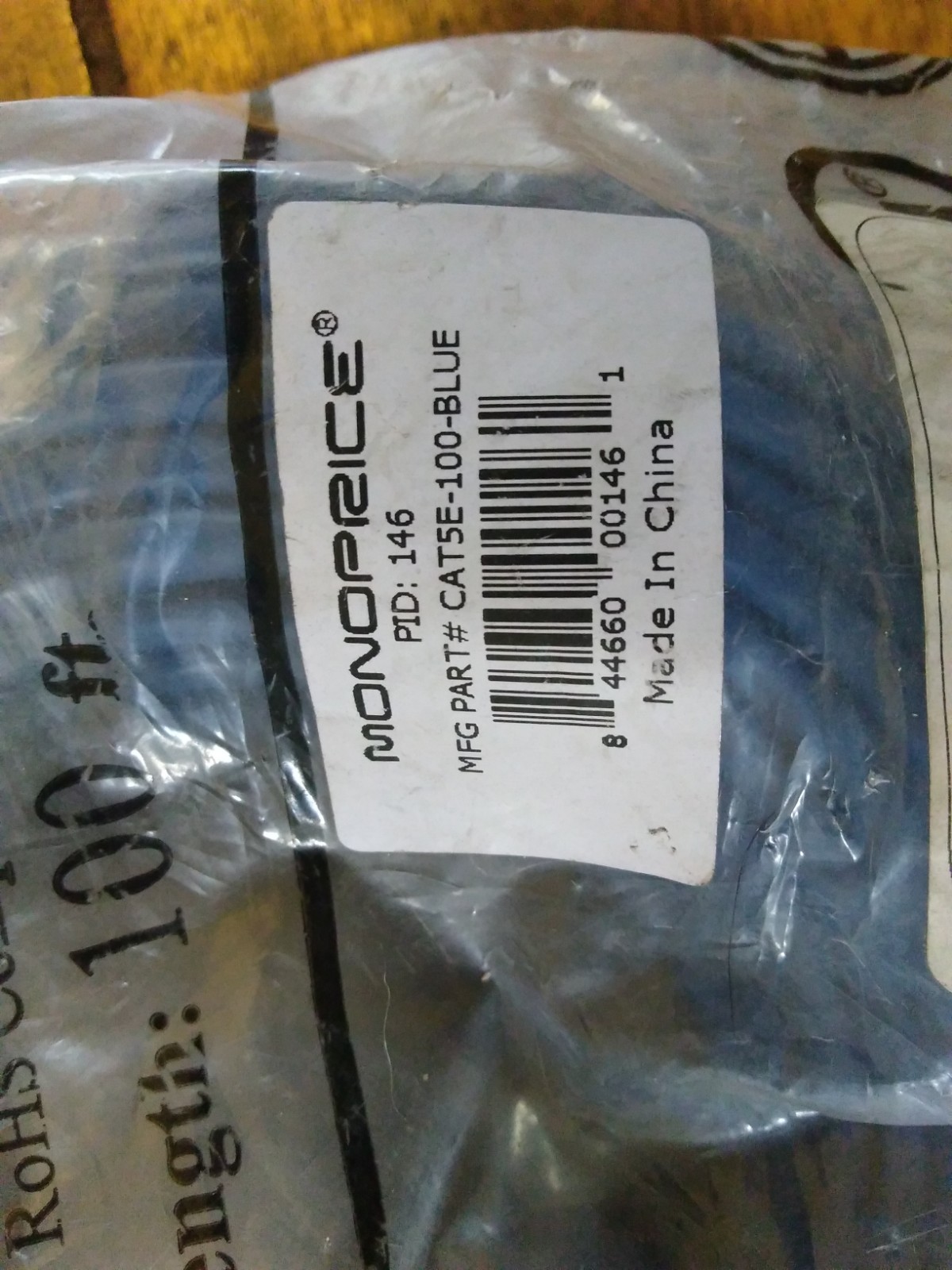 Cat5e Ethernet Patch Cable RJ45 Stranded 350Mhz UTP Copper Wire 24AWG 100ft Blue